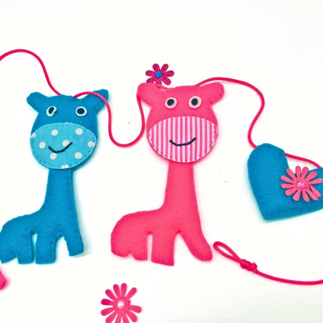 Pink and blue giraffe