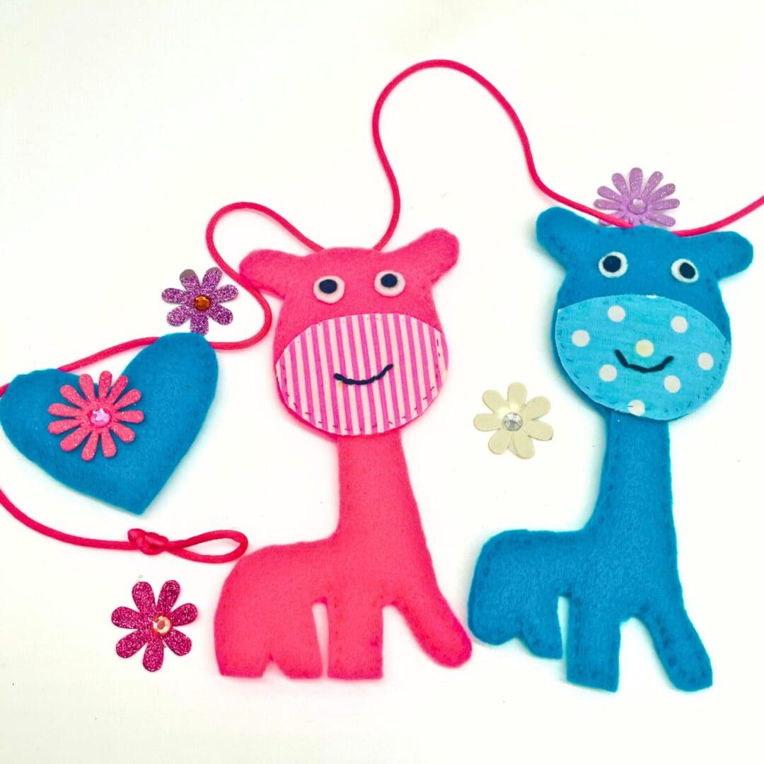 Pink and blue giraffe