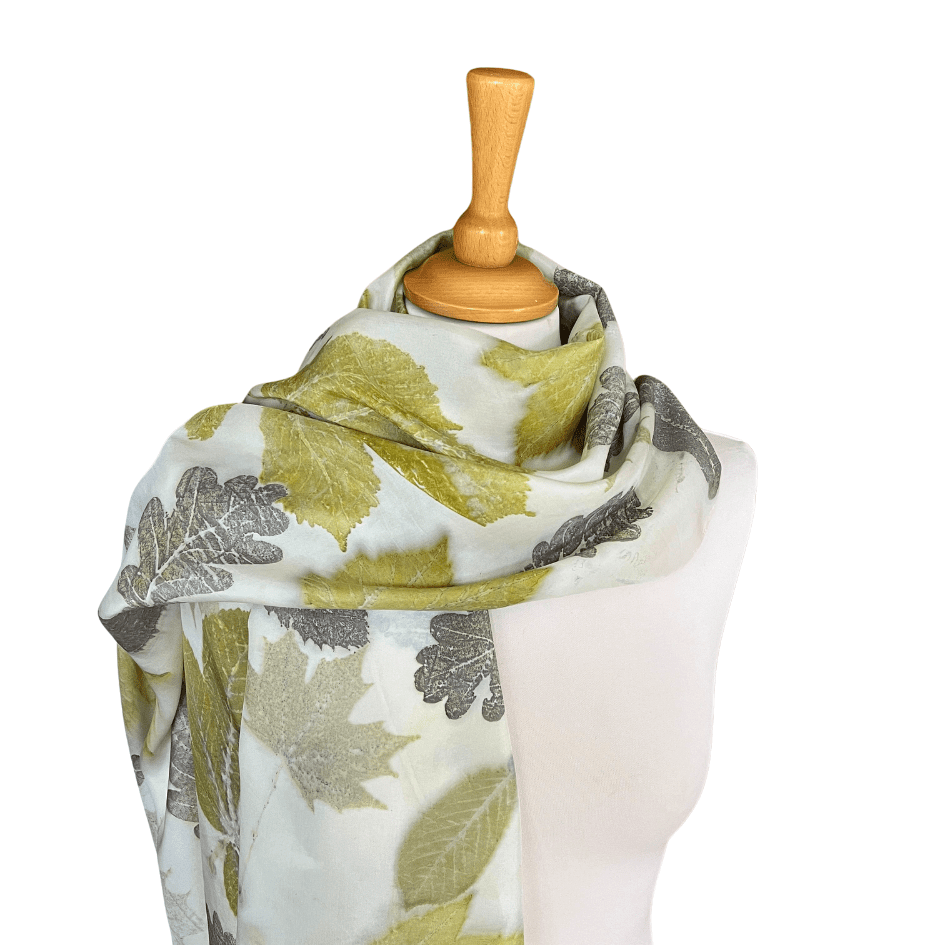 Silk-Scarf-Botanically-Printed-with-Spring-Woodland-Leaves