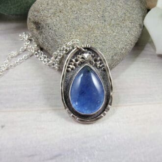 blue quartz and silver necklace