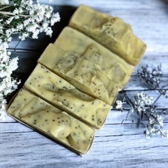 Natural Soap Bar with Coconut Milk and Blue Poppy Seeds