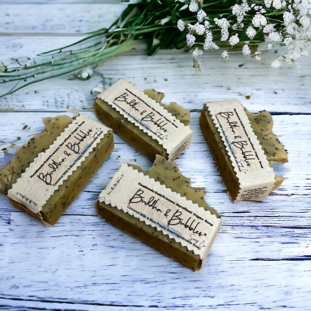Natural Soap Bar with Coconut Milk and Blue Poppy Seeds