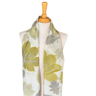 Spring-Leaves-Eco=Printed-Silk-Scarf