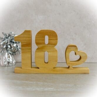 Wooden 18 sign with heart