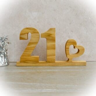 Wooden 21st Birthday Sign with a heart
