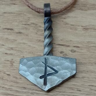 Thor's hammer necklace, hand forged in steel