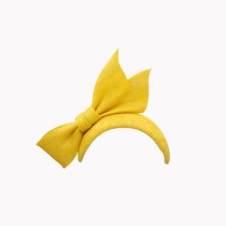 yellow sinamay cocktail hat with large bow