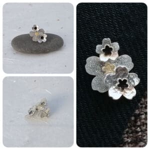 handmade sterling silver layered flower brooch