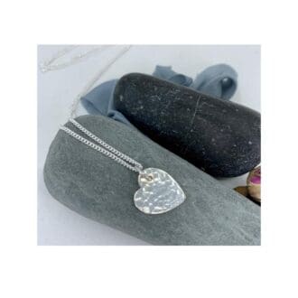 sterling silver hammered heart necklace