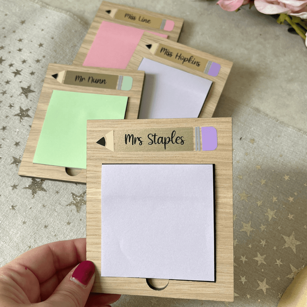 personalised post it note holder for teacher