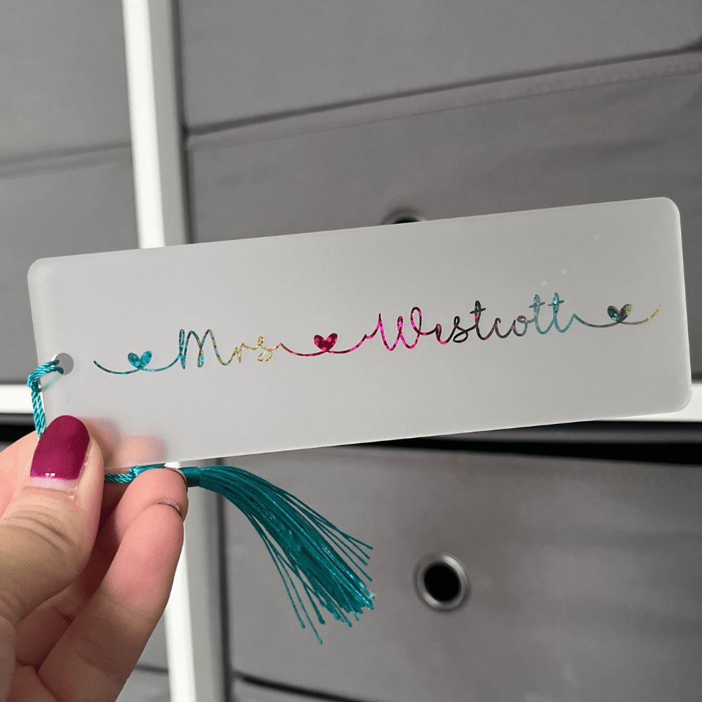 personalised rainbow bookmark for teacher