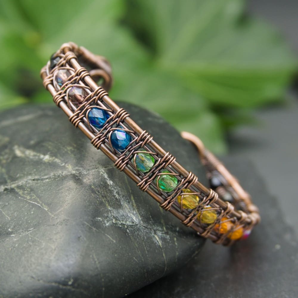 wire weave copper rainbow cuff by oruki design