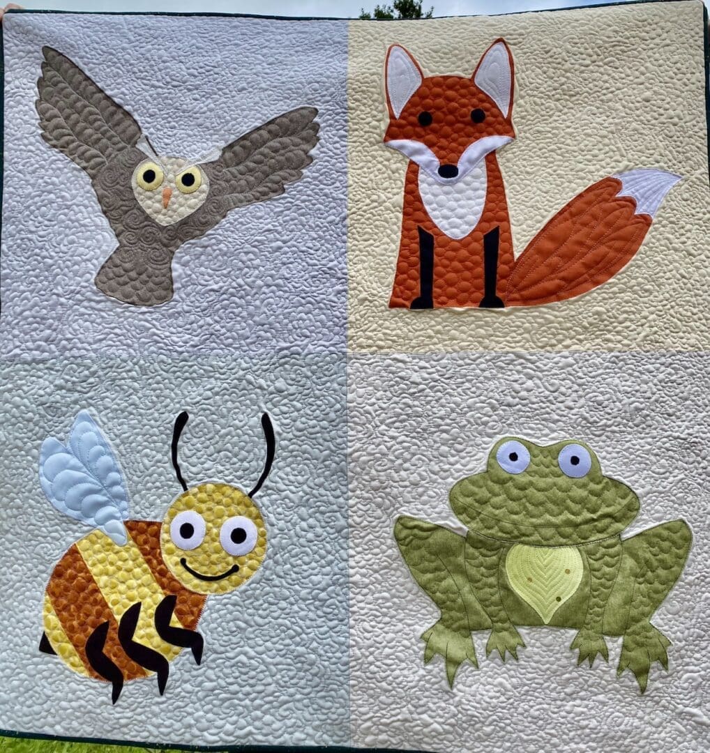 Baby quilt with four animals