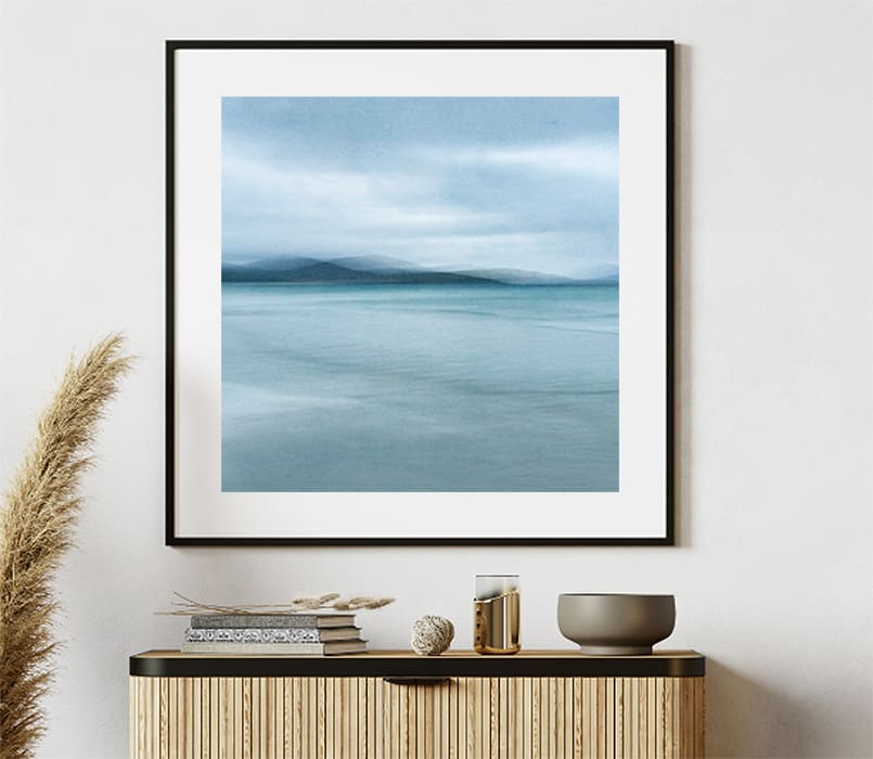 Luskentyre beach ICM print in room setting