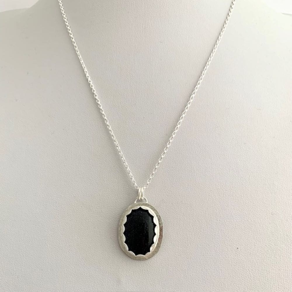 Black Sunstone Sterling Silver Necklace