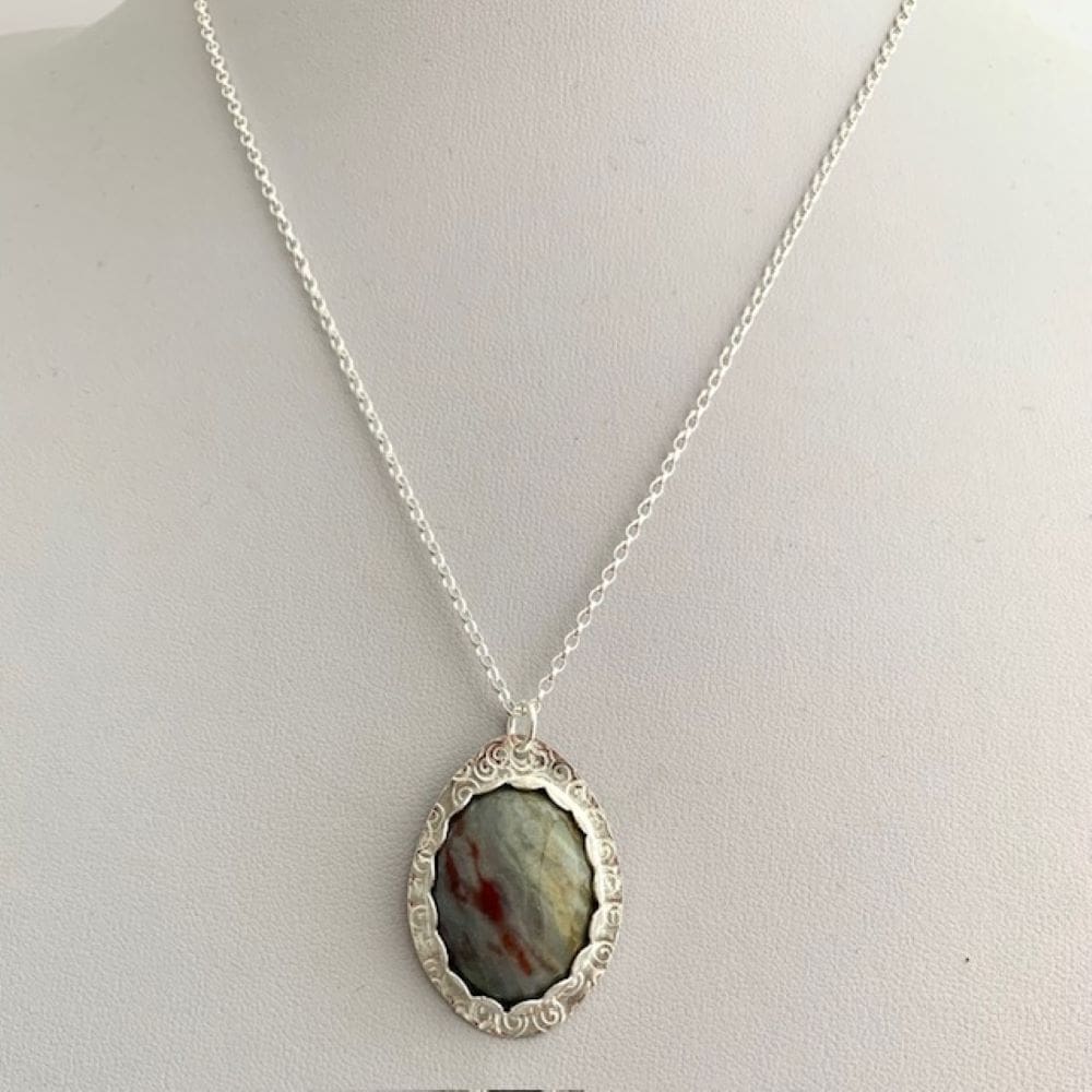 Botswana Agate Gemstone Sterling Silver Necklace