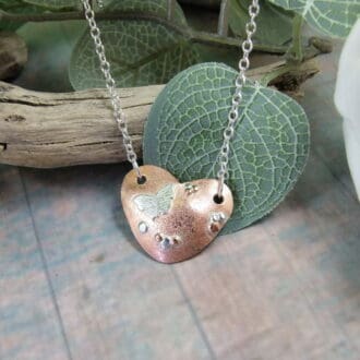 Heart and butterfy necklace
