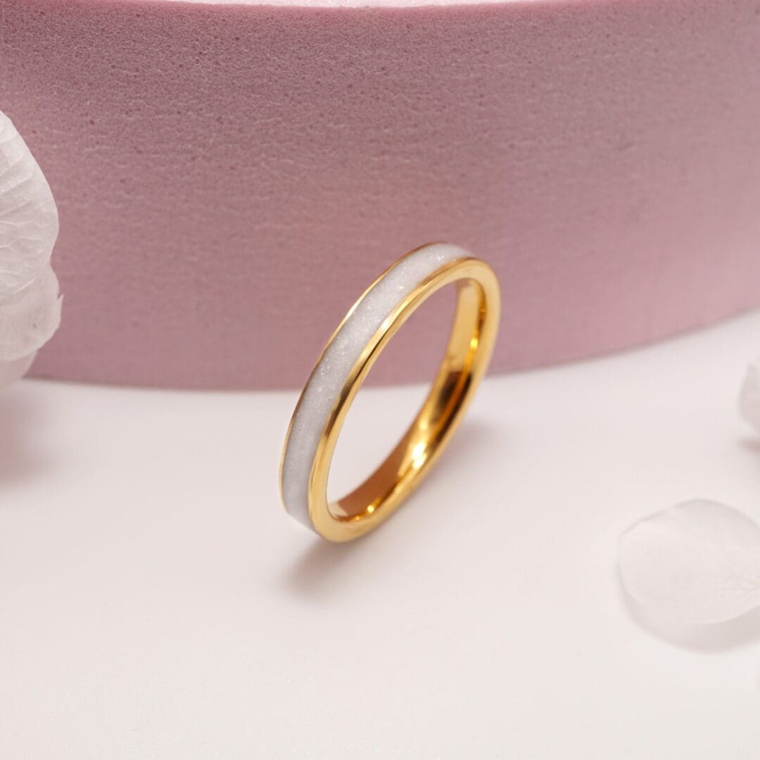 narrow gold breastmilk channel ring