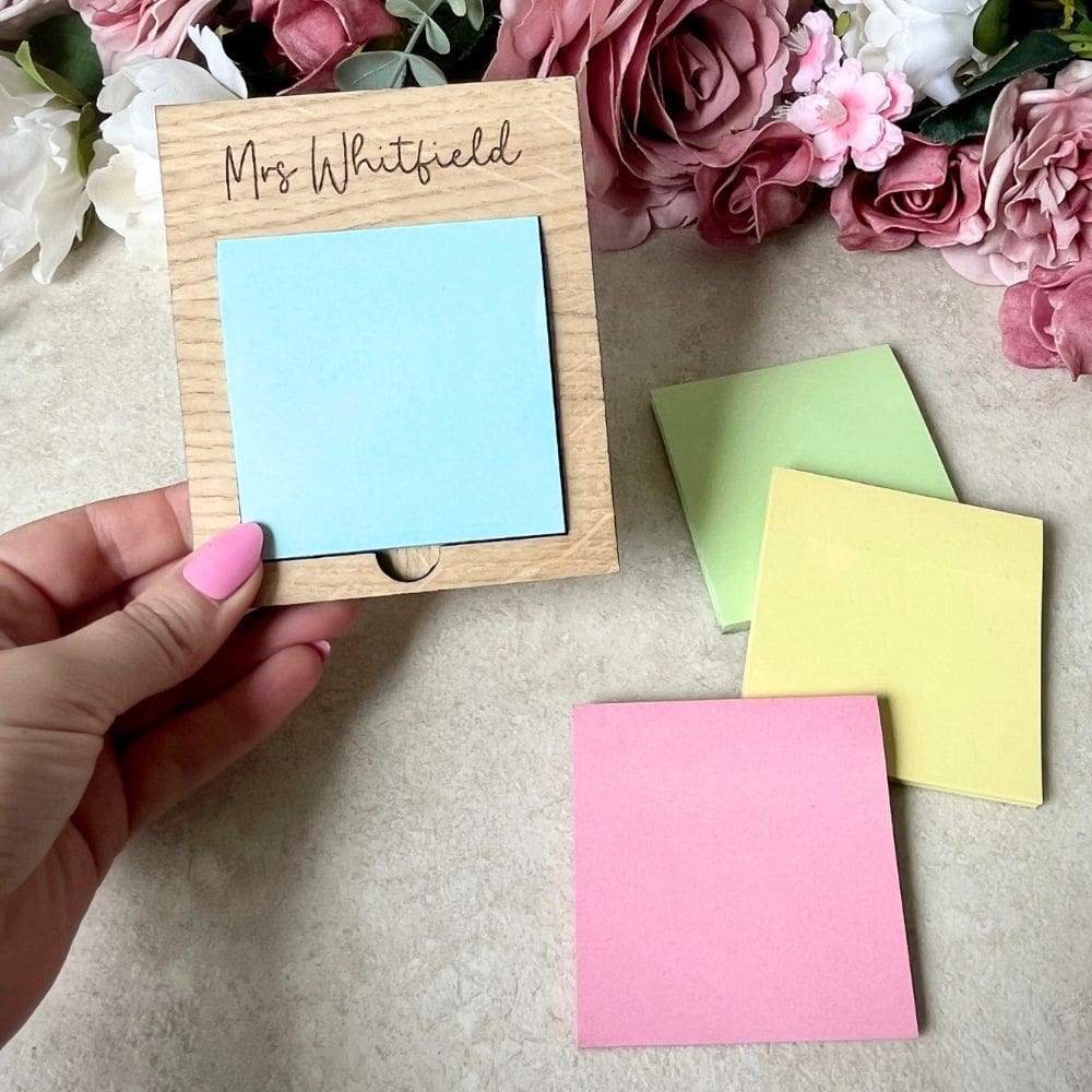 engraved post it note holder for teacher