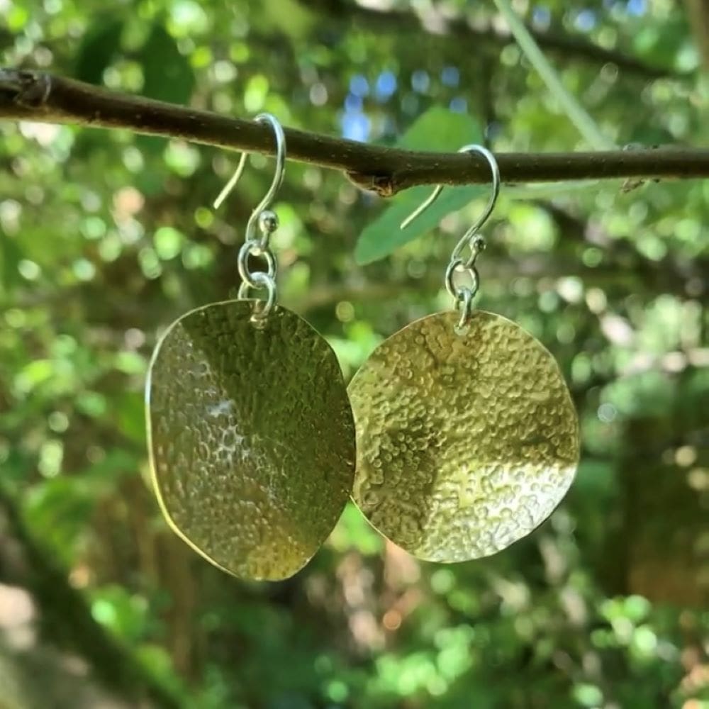 Gold Coloured Brass Dangly Circle Earrings