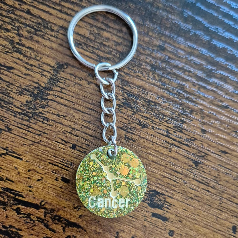 Green and gold - starsign - keyrings - resin