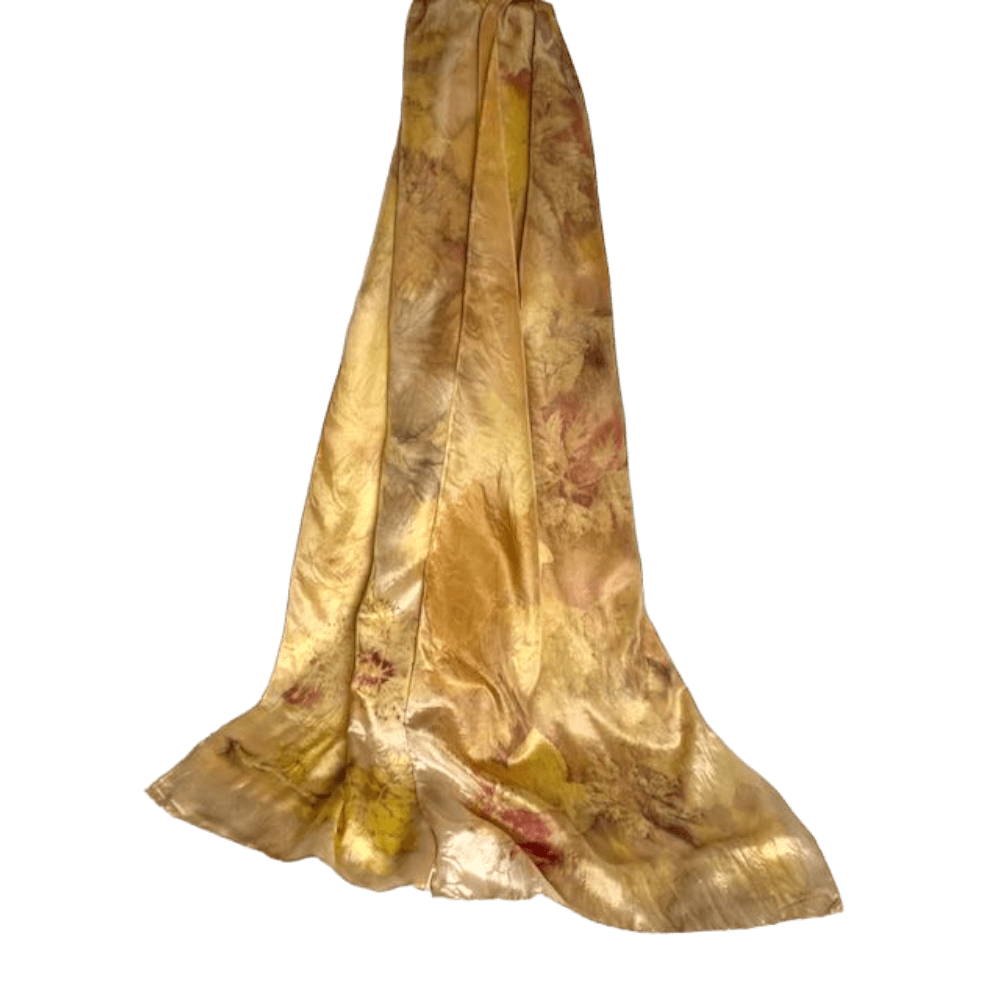 Midsummer Glow silk scarf botanically printed 210911 marian may textile art