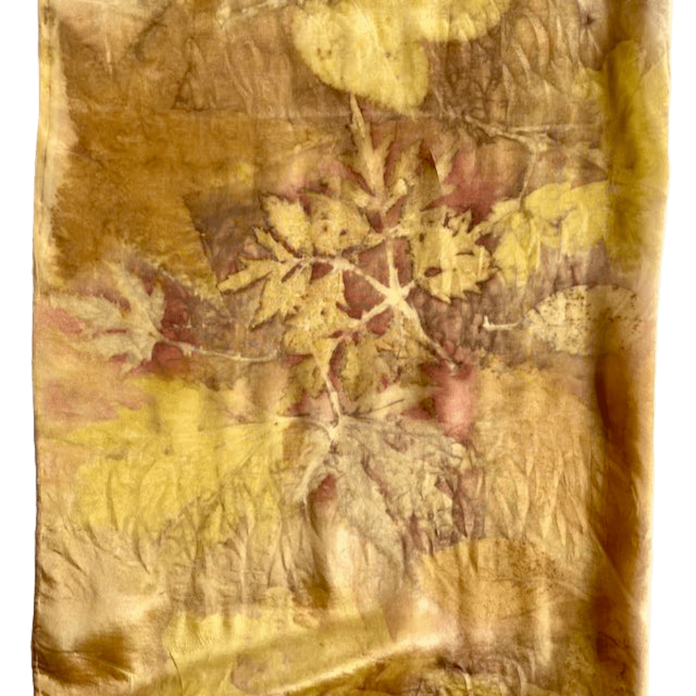Midsummer Glow silk scarf botanically printed 210911 marian may textile art