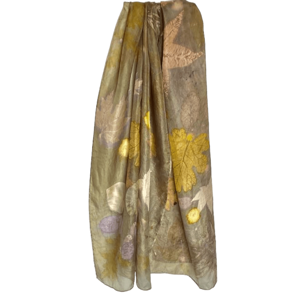 Green Glade silk scarf botanically printed 23107 marian may textile art