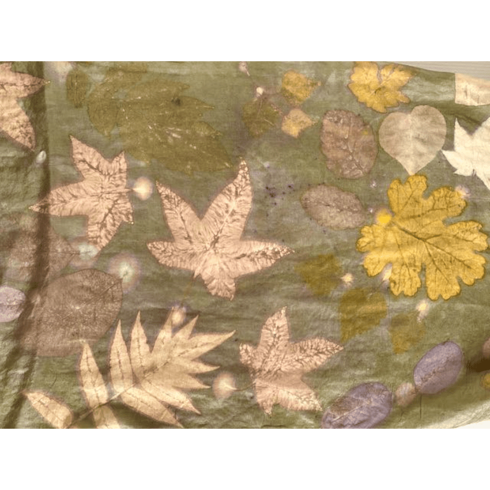 Green Glade silk scarf botanically printed 23107 marian may textile art