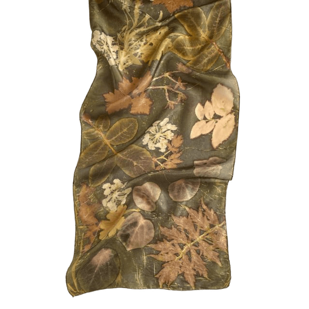 Forest Glade silk scarf botanically printed 23114 marian may textile art