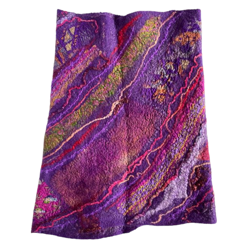 Purple Dream neckwarmer scarf silk wool felt marian may textile art