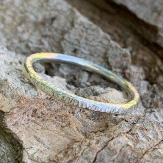 Line Hammered Sterling Silver Skinny Stacking Ring