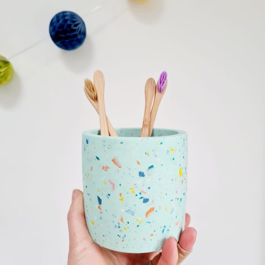 Mint green multi-use terrazzo pot