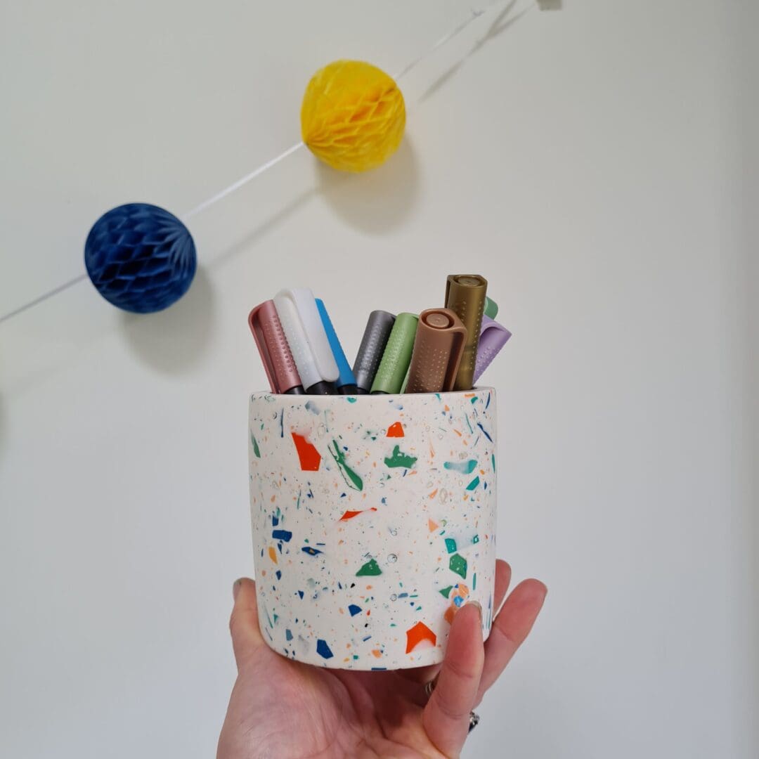 Colourful multi-use terrazzo pot