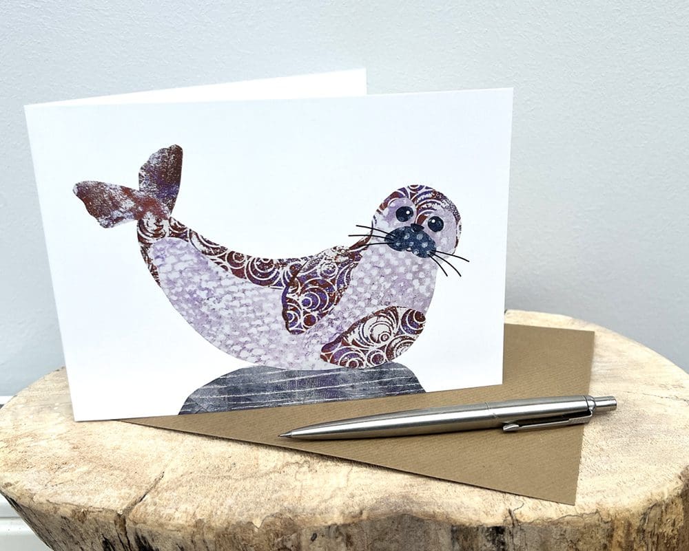 Sally Seal collage illustration greeting card