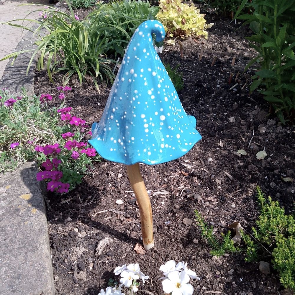 Turquoise Ceramic Mushroom