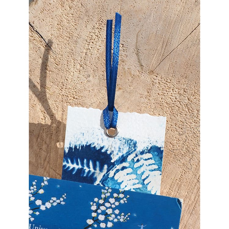 cyanotype bookmark in book