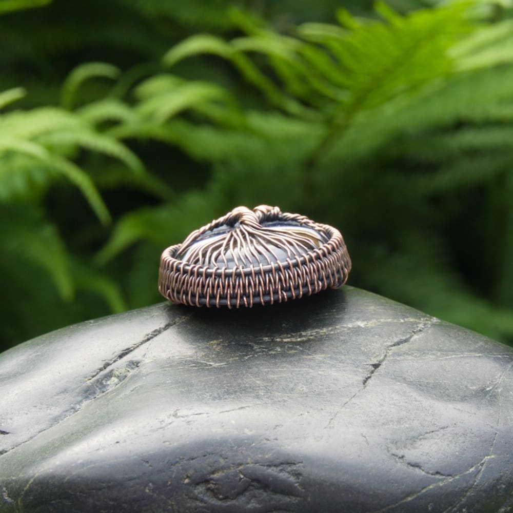 Handcrafted copper wire weave pendant by Oruki Design