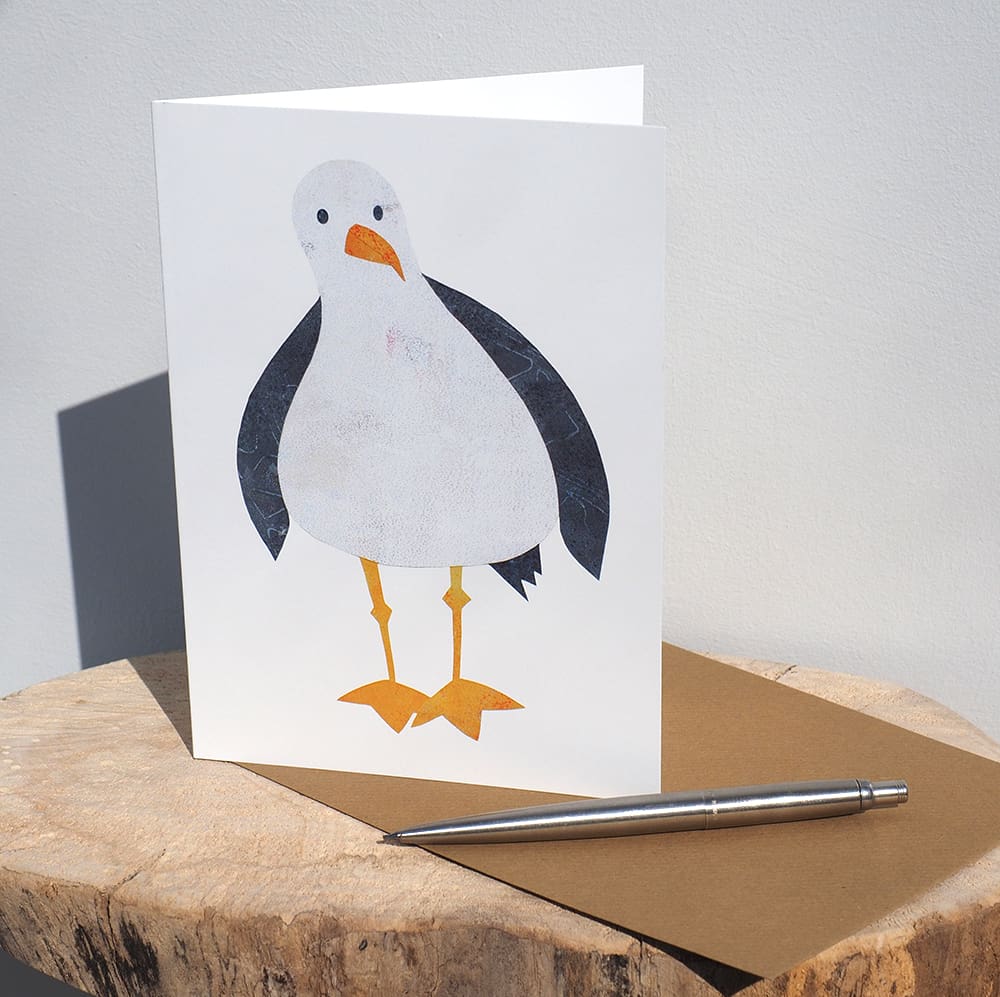 Sidney Seagull collage illustration greeting card