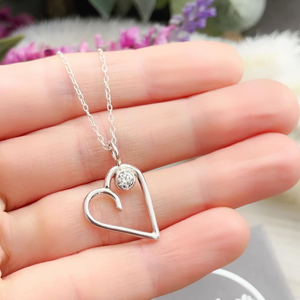Sterling silver and cubic zirconia heart necklace