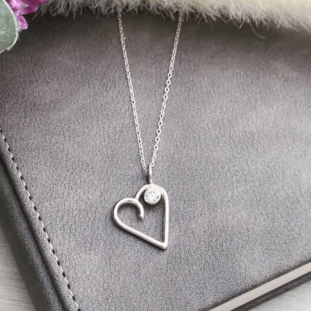 Silver heart shaped necklace