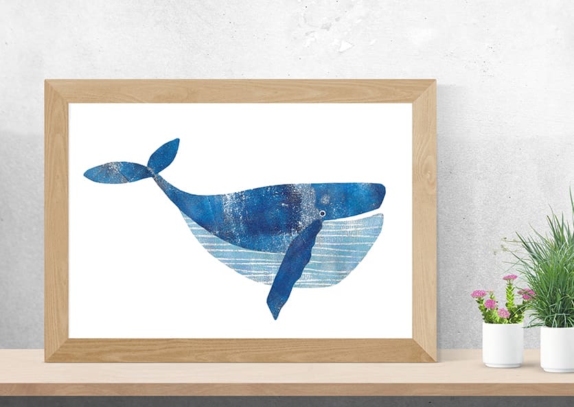Walter whale print in frame