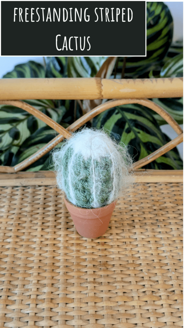 Freestanding Striped Crochet Cactus in a Terracotta Pot