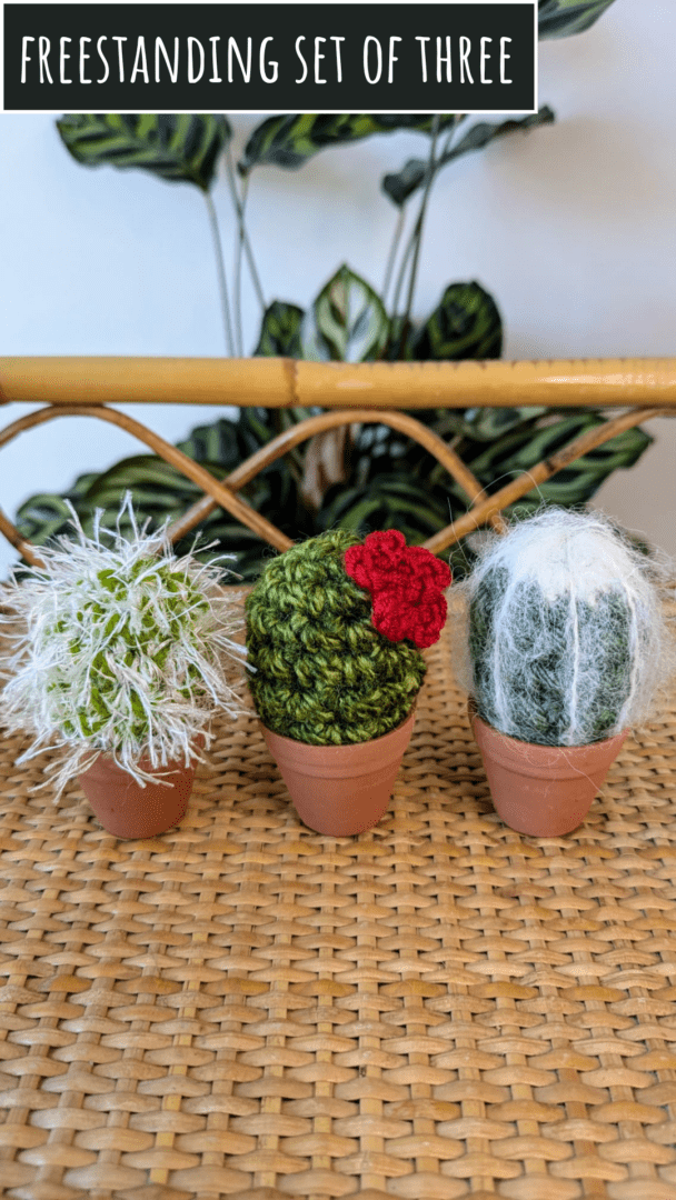 Set of Three Freestanding Mini Crochet Cacti