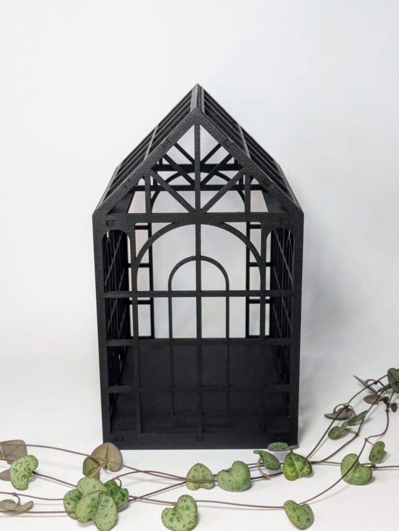 Back of Black Decorative Laser Cut Greenhouse