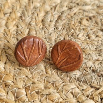 Chocolate brown round stud earrings