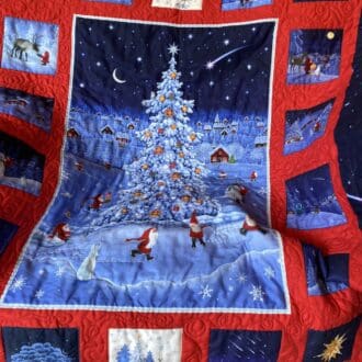 Blue and red Christmas child's quilt