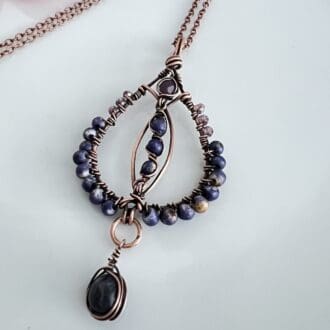 Copper and Blue Beaded Pendant