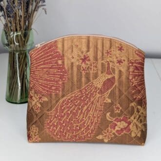 Gold Cosmetics Bag with Peacock design