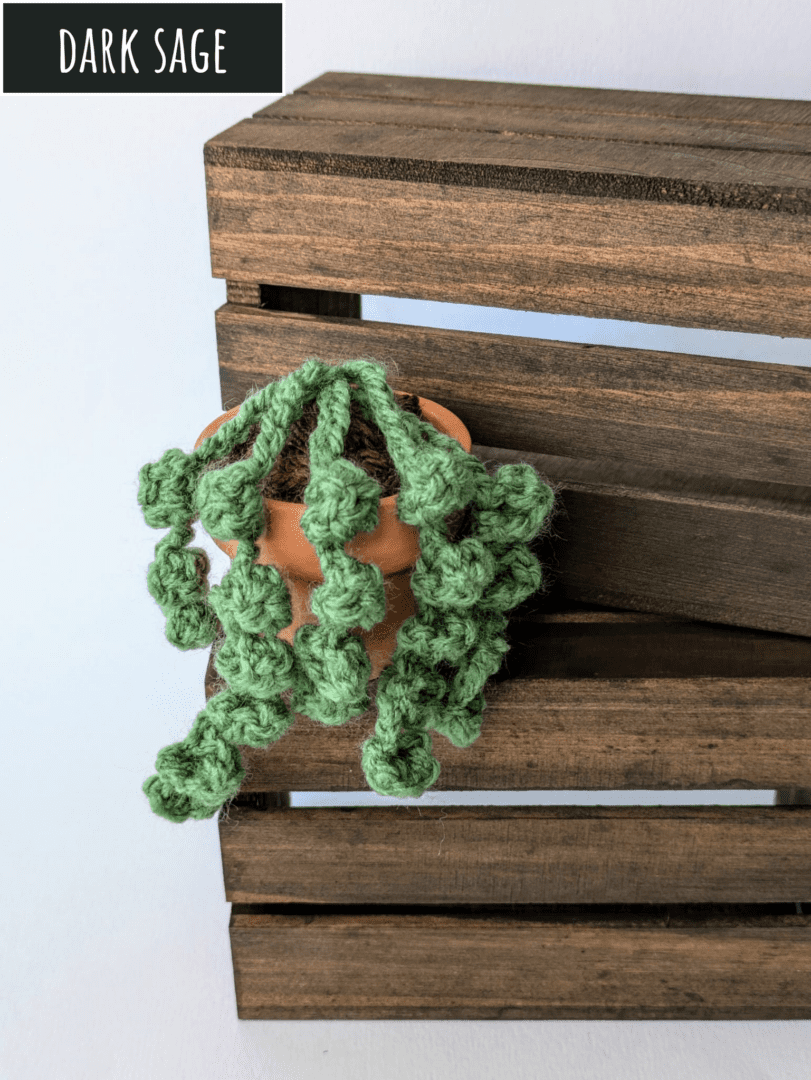 Crochet String of Pearls Succulent Plant Dark Sage